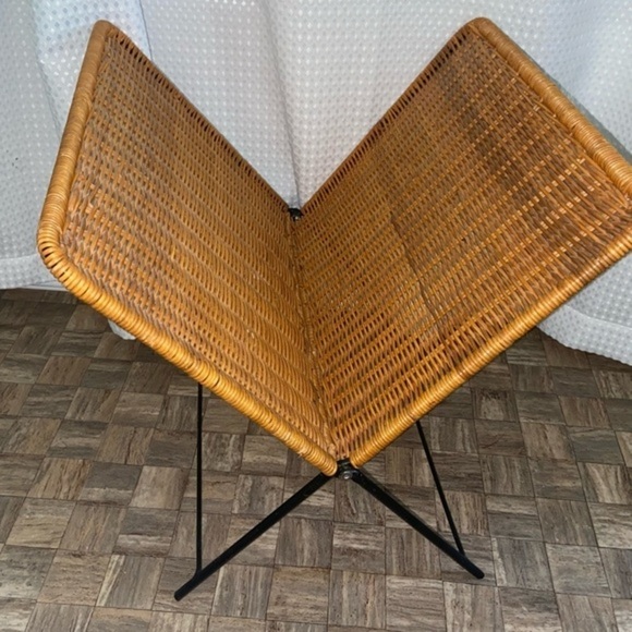 3/75$ Vintage foldable Wicker black metal fire place log holder magazine holder - Picture 3 of 16